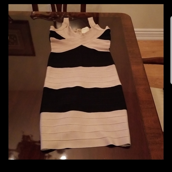 Fumblin Foe black and beige bodycon dress small size - Picture 4 of 8